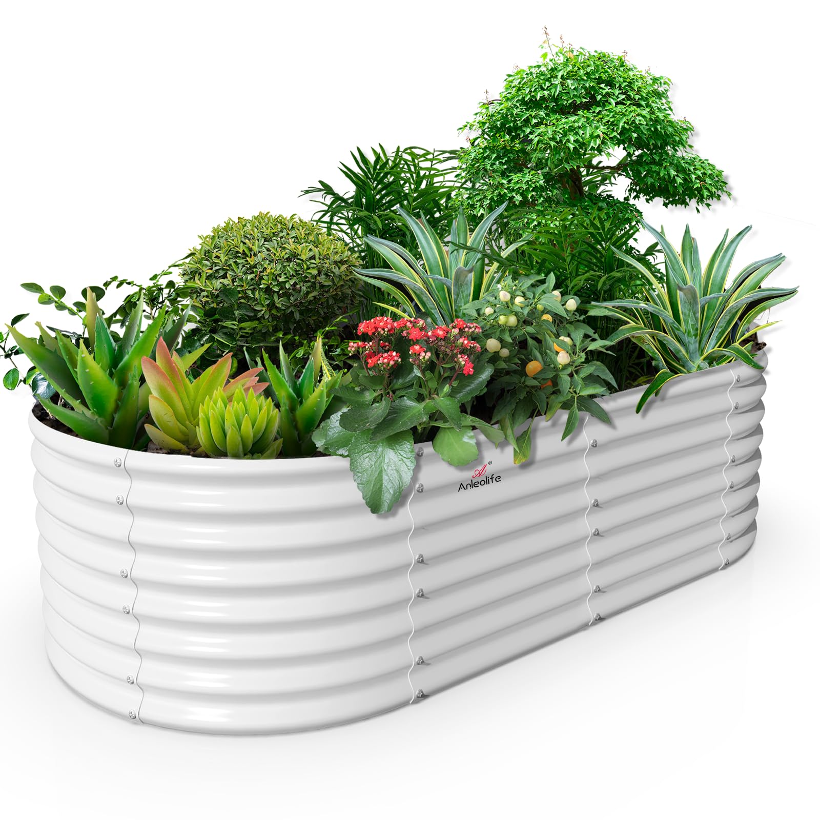 A ANLEOLIFE 2-Pack 3ft x 24” Tall Galvanized Raised Garden Beds Outdoor, Round Metal Planter Box for Planting Vegetables Flowers Herb, Anti-Rust & Easy-Setup, Quartz Grey