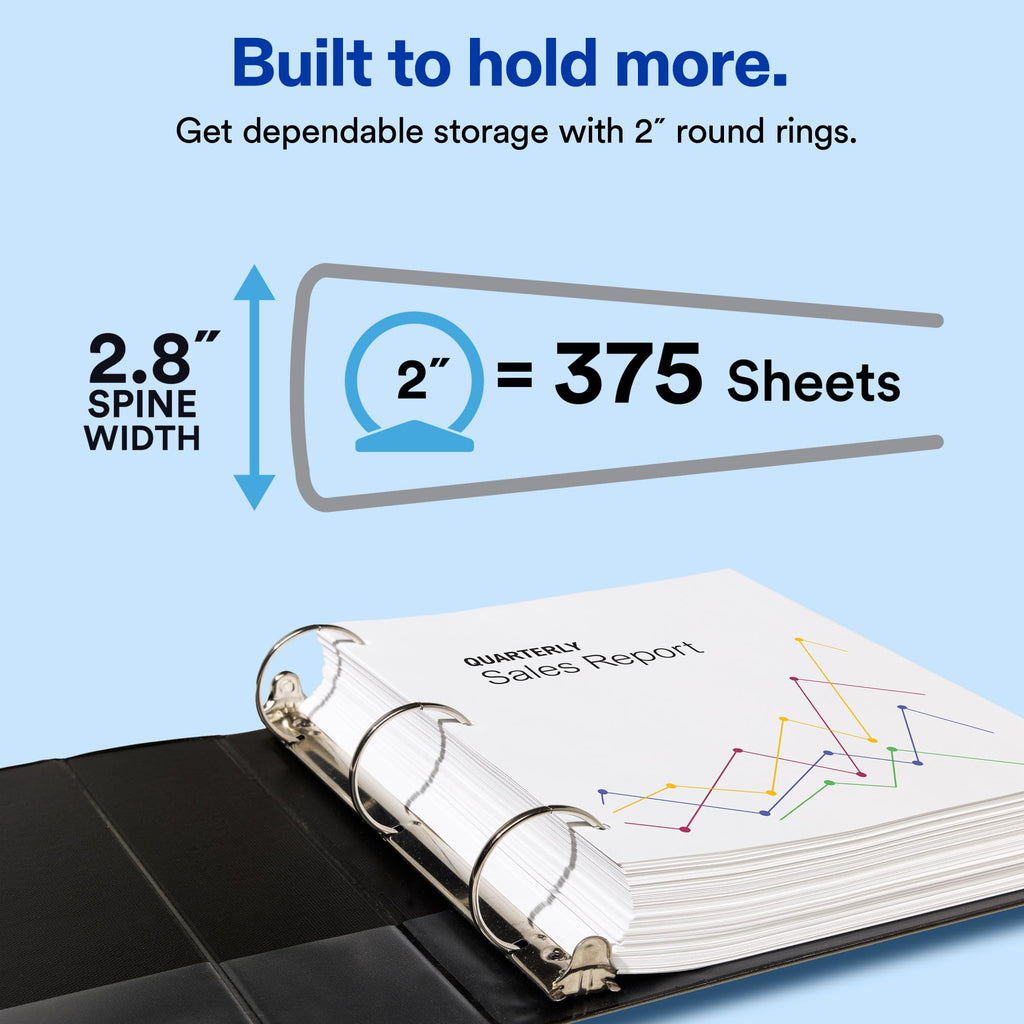 Avery Standard View 3 Ring Binders, 0.5" Round Rings, 100-Sheet Capacity, 0.7 Inch Wide Spine, White Binders, Ideal for Lightweight Organization and Occasional Referencing (12-Pack of 05706)