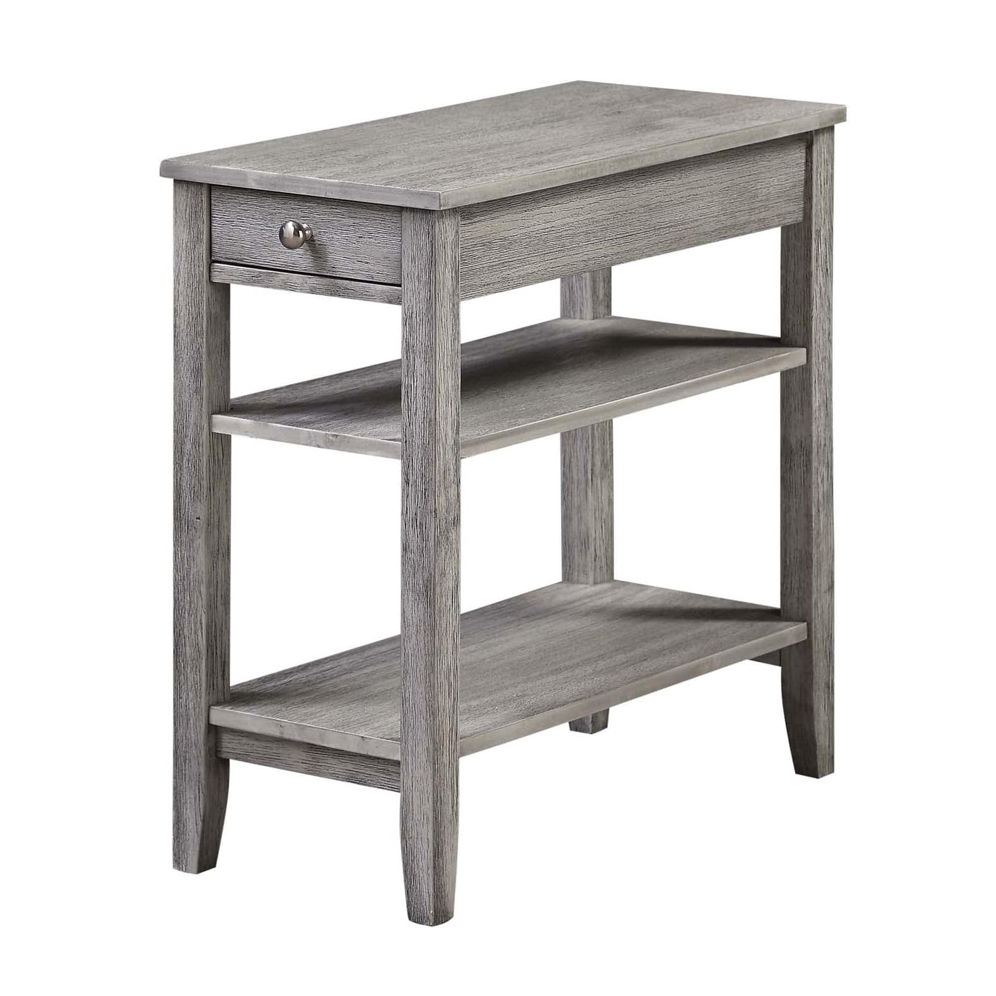 Convenience Concepts American Heritage Chairside End Table with Drawer 23.5" - Classic Living Room Table with Storage Shelf, Bedroom Nightstand, Black