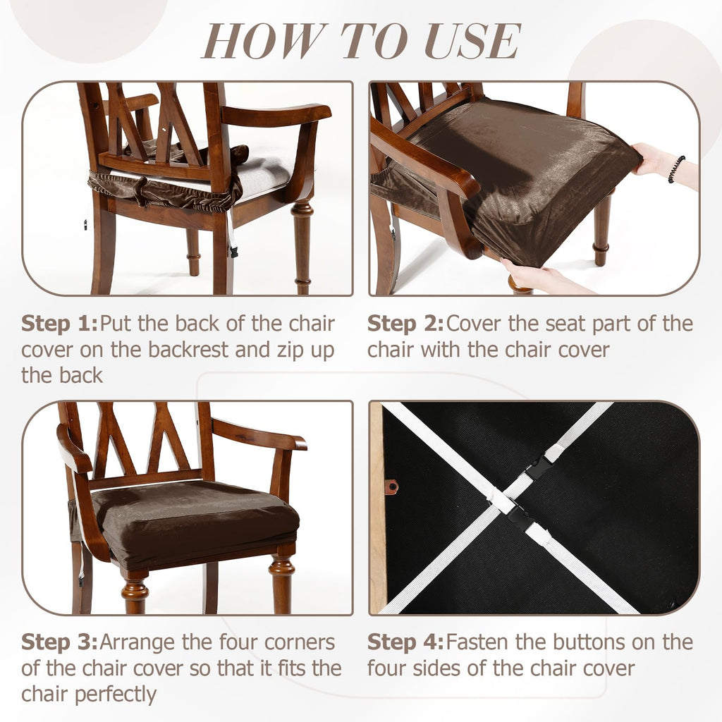 Havawish Large Dining Room Chair Seat Covers with Armrest Dining Chair Slip Covers Protectors(1 Pcs,Beige White)