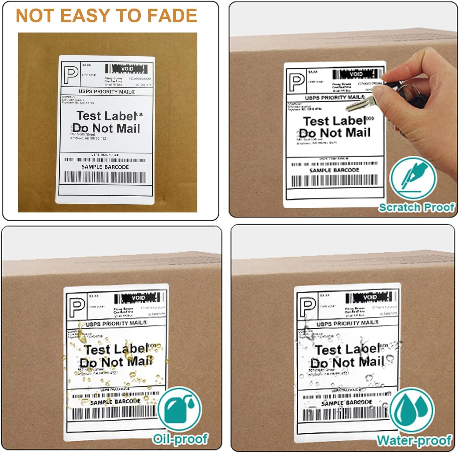 FungLam 2 Rolls 4x6 Direct Thermal Shipping Labels, 250 Labels/Roll, 1'' Core, Compatible Zebra 2844 ZP-450 ZP-500 ZP-505