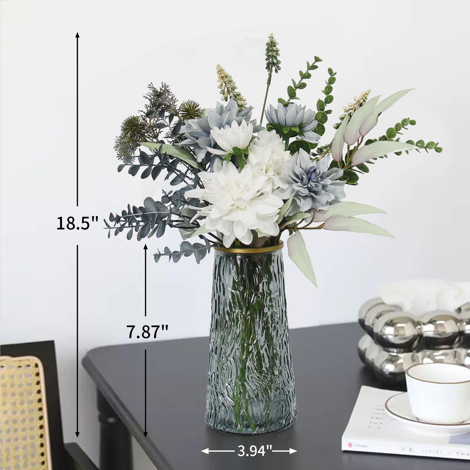 Leftover Fake Flowers in Vase,Faux Flowers in Vase,Table Centerpieces for Dining Room,Flower Centerpieces for Tables,Artificial Flowers,Kitchen Decor,Coffee Table Decor