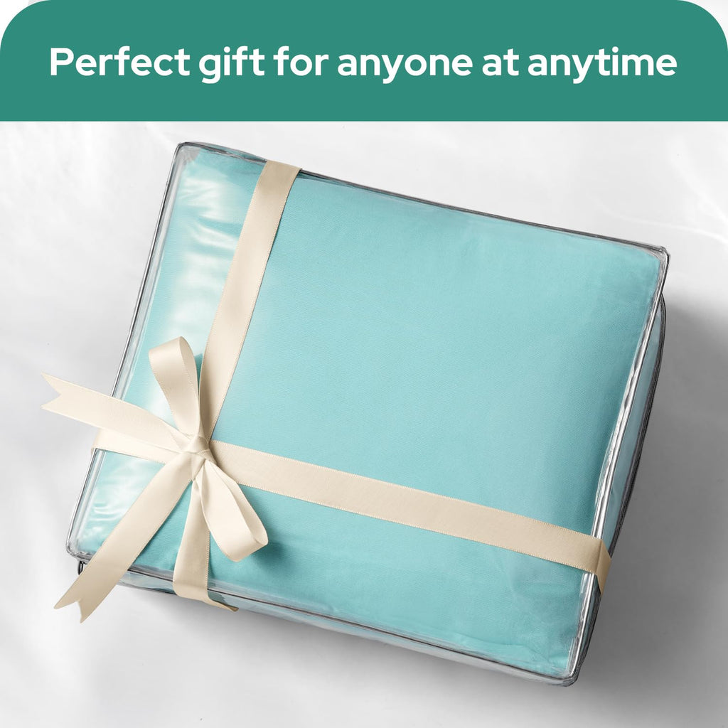 HOMEIDEAS Full Size Bed Sheets - 6 Piece Set (Aqua Blue) - Extra Soft Brushed Microfiber 1800 Bedding Sheets, Deep Pocket, Wrinkle & Fade Free