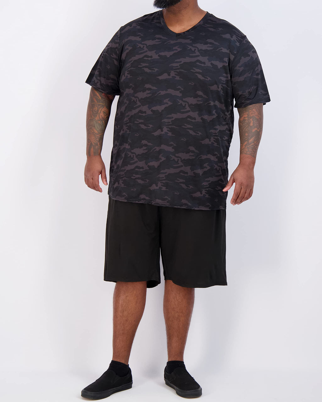 Real Essentials 3 Pack: Men's Big & Tall Short Sleeve V-Neck Athletic T-Shirt Dry-Fit Workout Shirts Moisture Wicking (3X-5X)