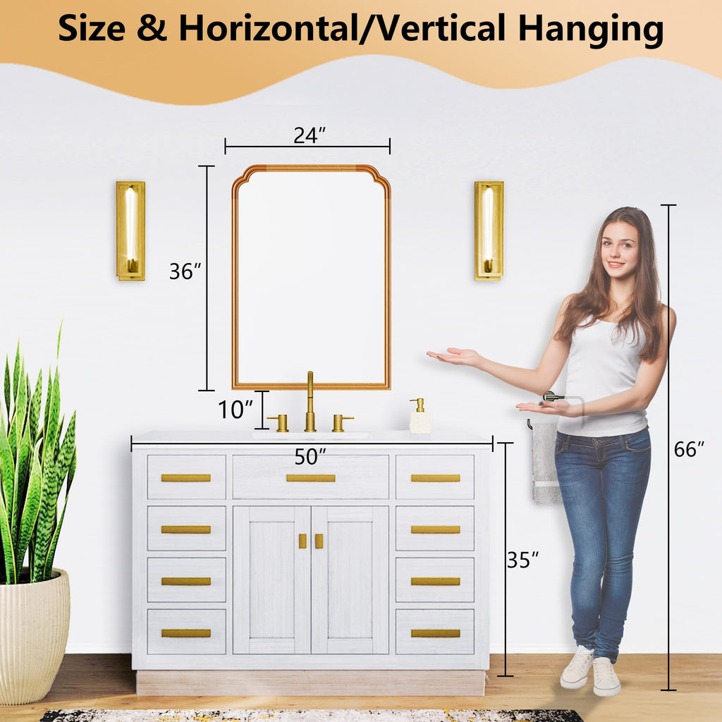 Ferytange 18X24 Inch Black Mirror for Wall with Metal Frame Rectangular Rounded Bathroom Vanity Mirror Anti-Rust, Hangs (Black 18" x 24")