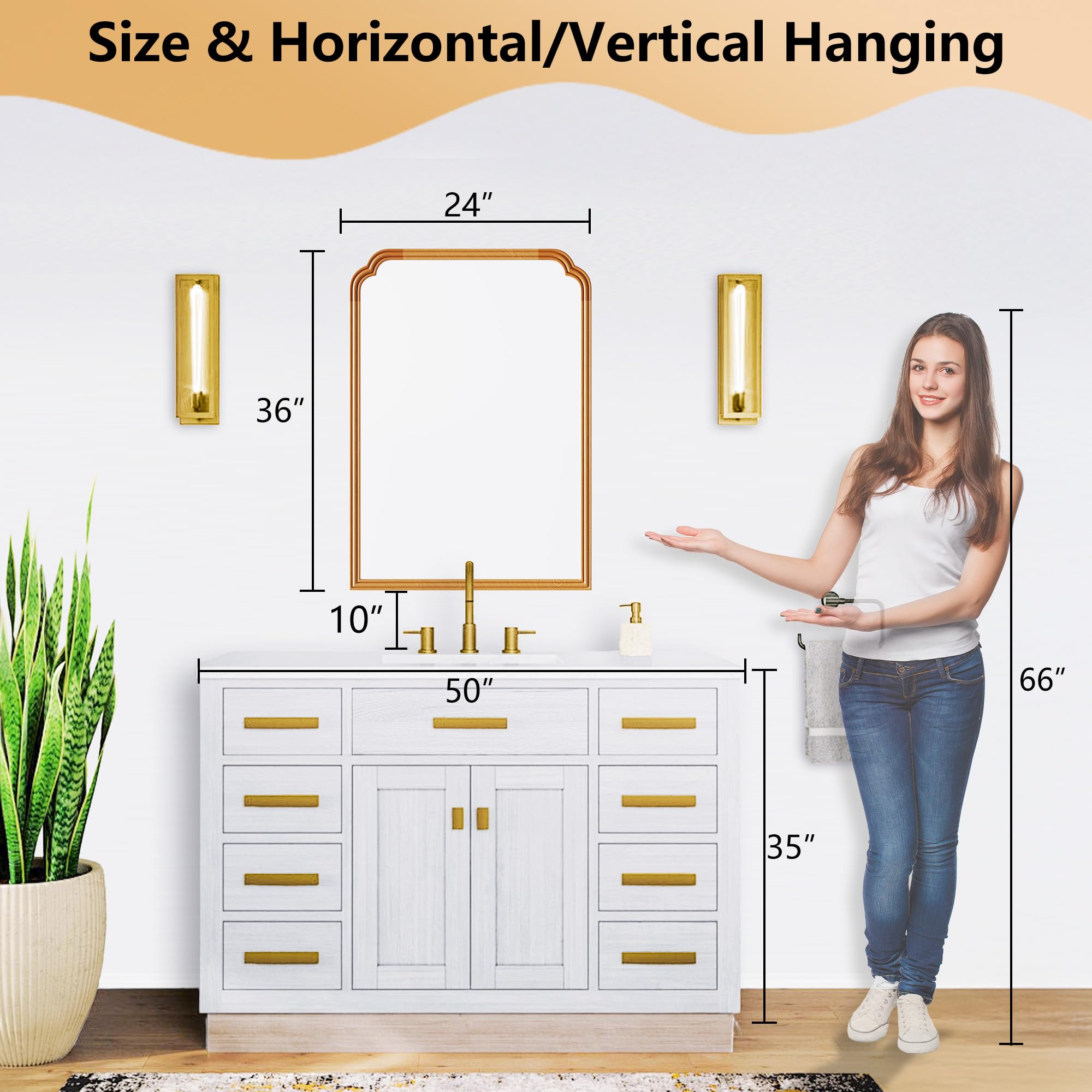 Ferytange 18X24 Inch Black Mirror for Wall with Metal Frame Rectangular Rounded Bathroom Vanity Mirror Anti-Rust, Hangs (Black 18" x 24")