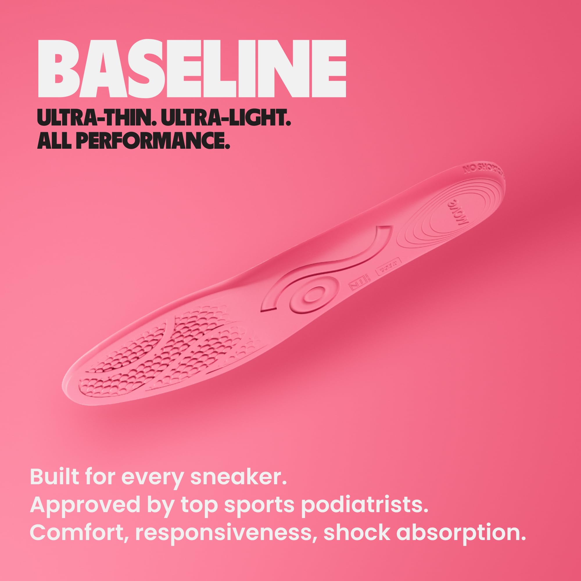 MOVE Baseline - All-Purpose Insoles - Sock Liner - Ultra Thin Shock Absorption - Maximum Freedom of Movement and Energy Return for Cleats, Shoes, Running, Basketball, Baseball (M4-4.5/WM 5.5-6)
