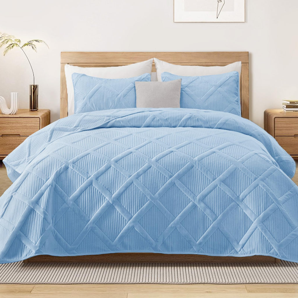Exclusivo Mezcla Twin Size Quilt Set with Modern Striped Pattern, 2 Pieces Lightweight Black Quilts Bedding Set, Soft Bedspreads Coverlets for All Seasons