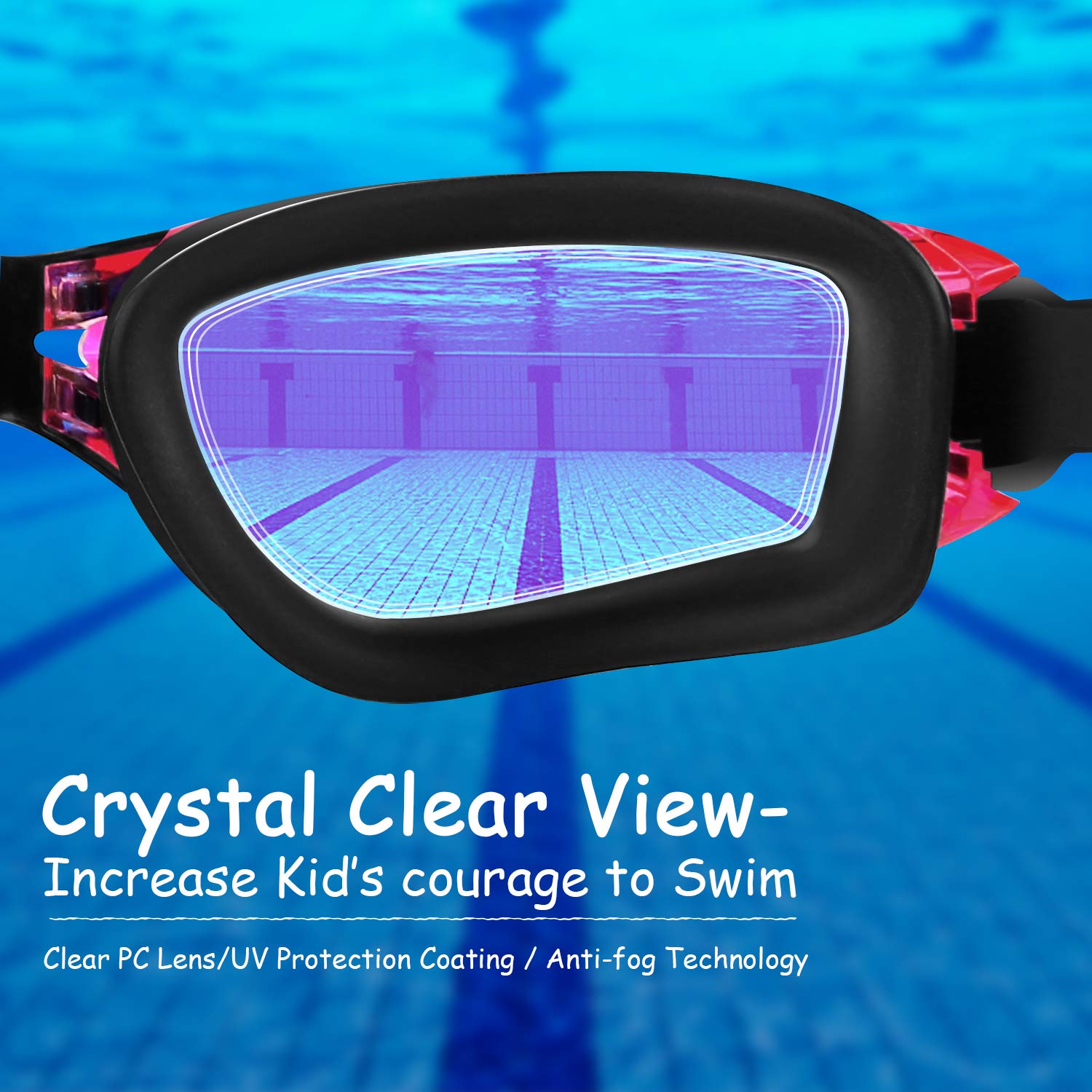COOLOO Kids Swim Goggles, 2 Packs Swimming Goggles for Kids Girls Boys and Child Age 4-16