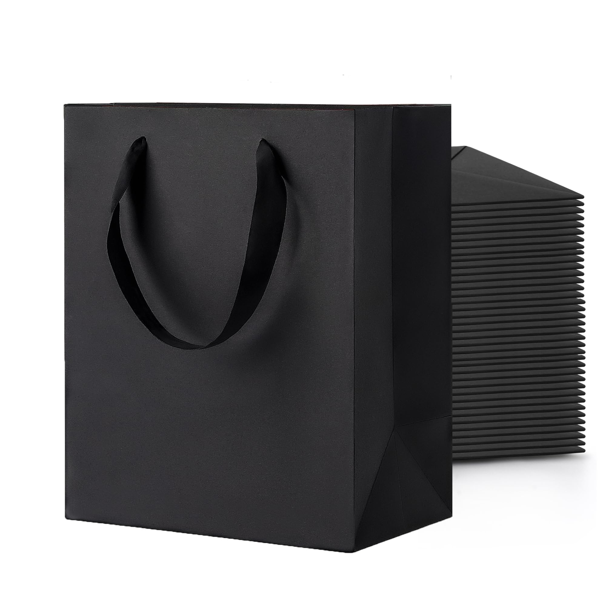 Argivean Black Gift Bags With Handles: 14pcs Medium Gift Bags Bulk 8x5x10 Inch For Wedding Party Birthday Business (M,14)