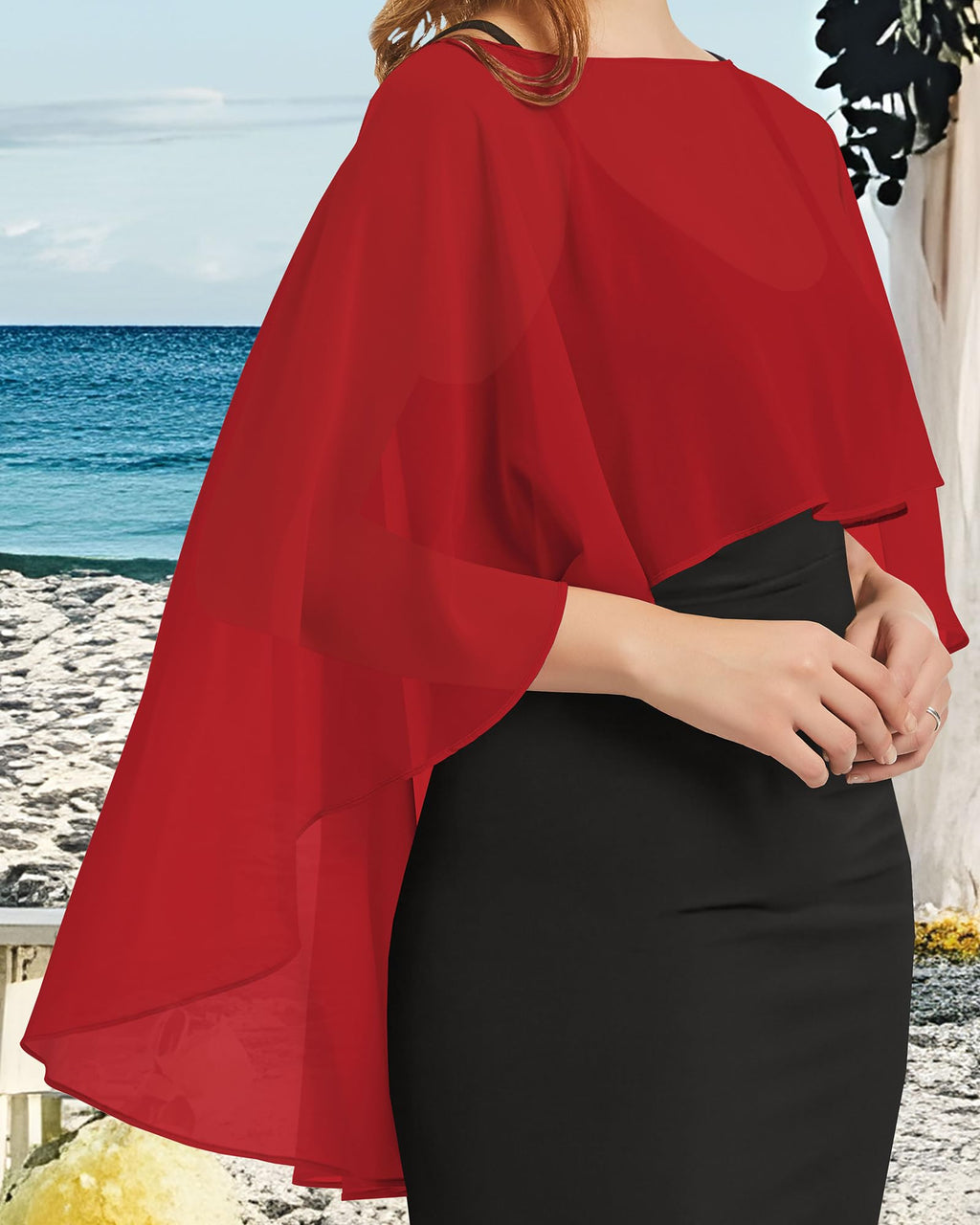 Womens Capelets Shawls and Wraps for Evening Dress Chiffon Capes Wedding Cover Up