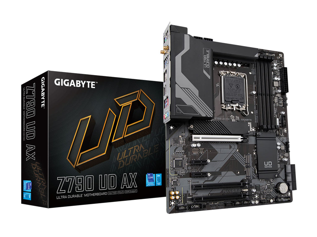 GIGABYTE Z790 UD AX (LGA 1700/ Intel/ Z790/ ATX/DDR5/ Triple M.2/ PCIe 5.0/ USB 3.2 Gen2X2 Type-C/Intel Wi-Fi 6E/ 2.5GbE LAN/PCIe EZ-Latch/Multi-Key/Motherboard)