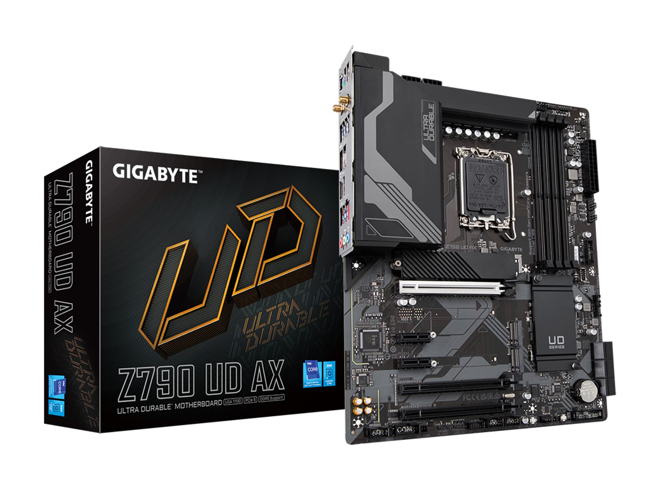 GIGABYTE Z790 UD AX (LGA 1700/ Intel/ Z790/ ATX/DDR5/ Triple M.2/ PCIe 5.0/ USB 3.2 Gen2X2 Type-C/Intel Wi-Fi 6E/ 2.5GbE LAN/PCIe EZ-Latch/Multi-Key/Motherboard)