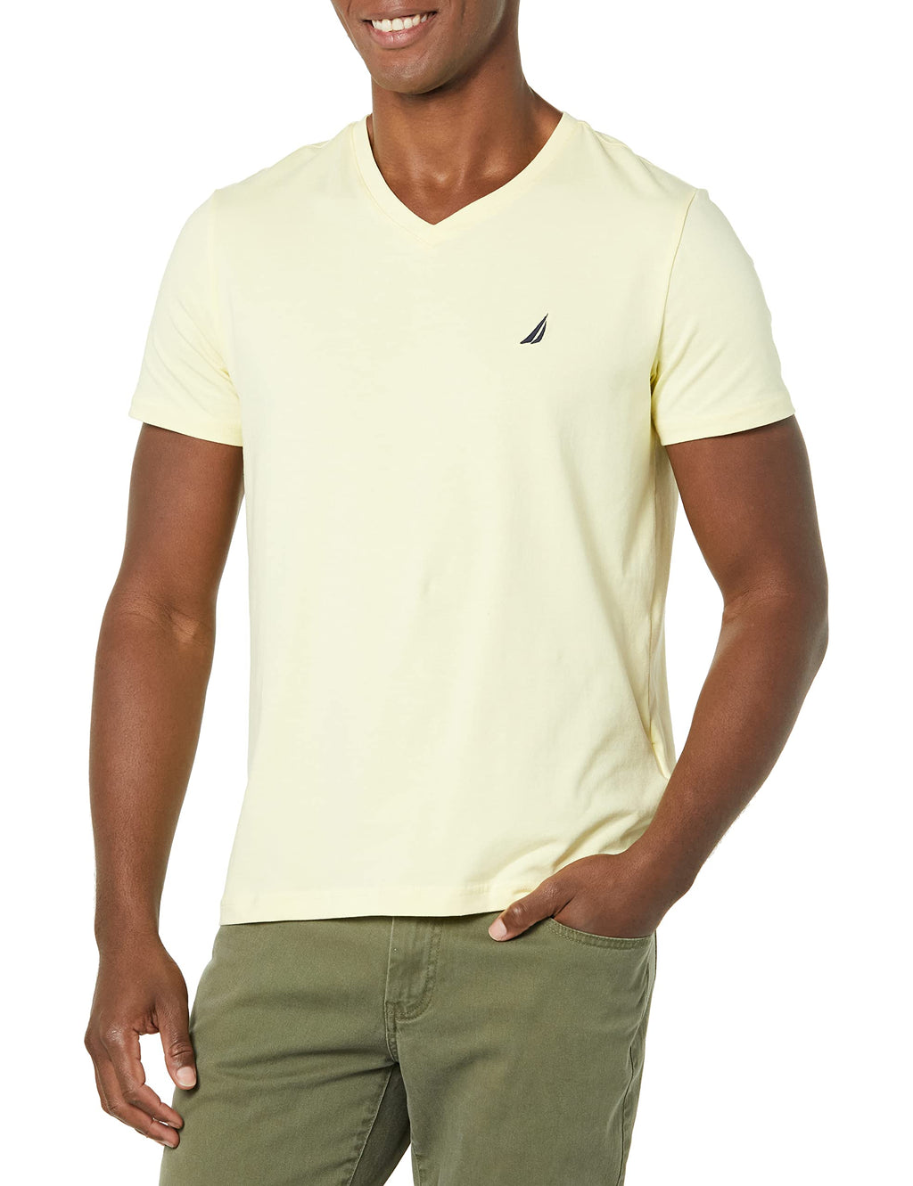 Nautica Mens Short Sleeve Solid Slim Fit V-Neck T-Shirt