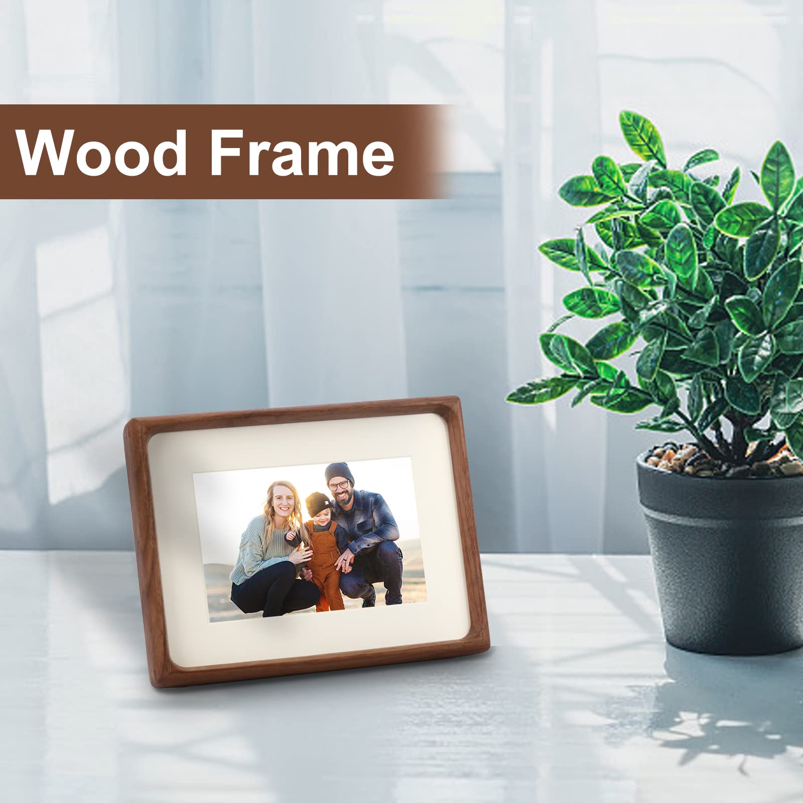 Mini Wood Picture Frame,Small Picture Frames 2x3 with Tiny Mat | Cute Polaroid Picture Frame,Teak Solid Natural Wood Tiny Photo Frame, Tabletop and Wall Mounting