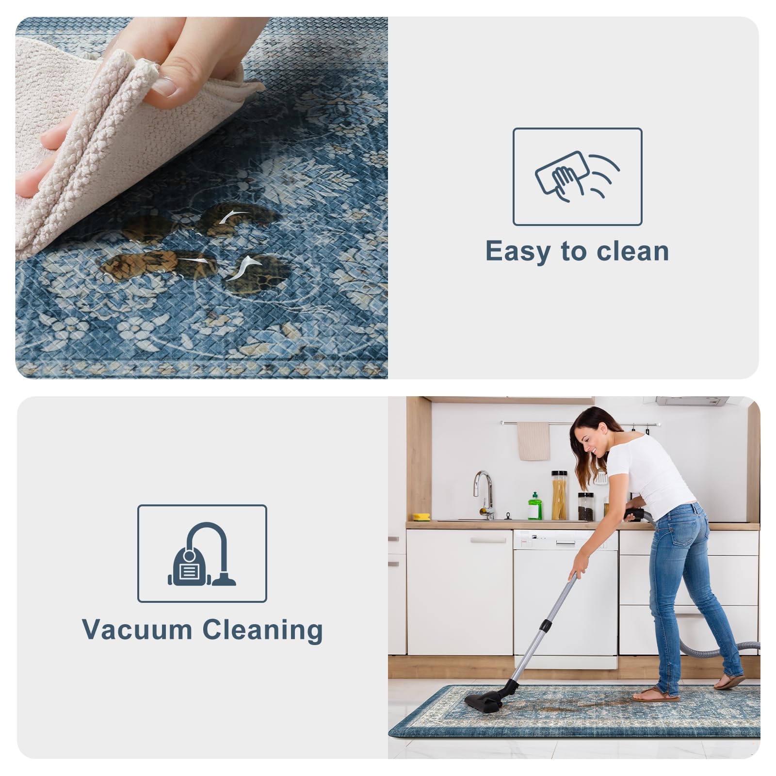 KIMODE Anti Fatigue Kitchen Mats 17"x47"+17"x29", Farmhouse Kitchen Rugs Sets of 2, Cushioned Non Skid Kitchen Mats for Floor, Comfort Kitchen Floor Mats for Sink Laundry Desk Black