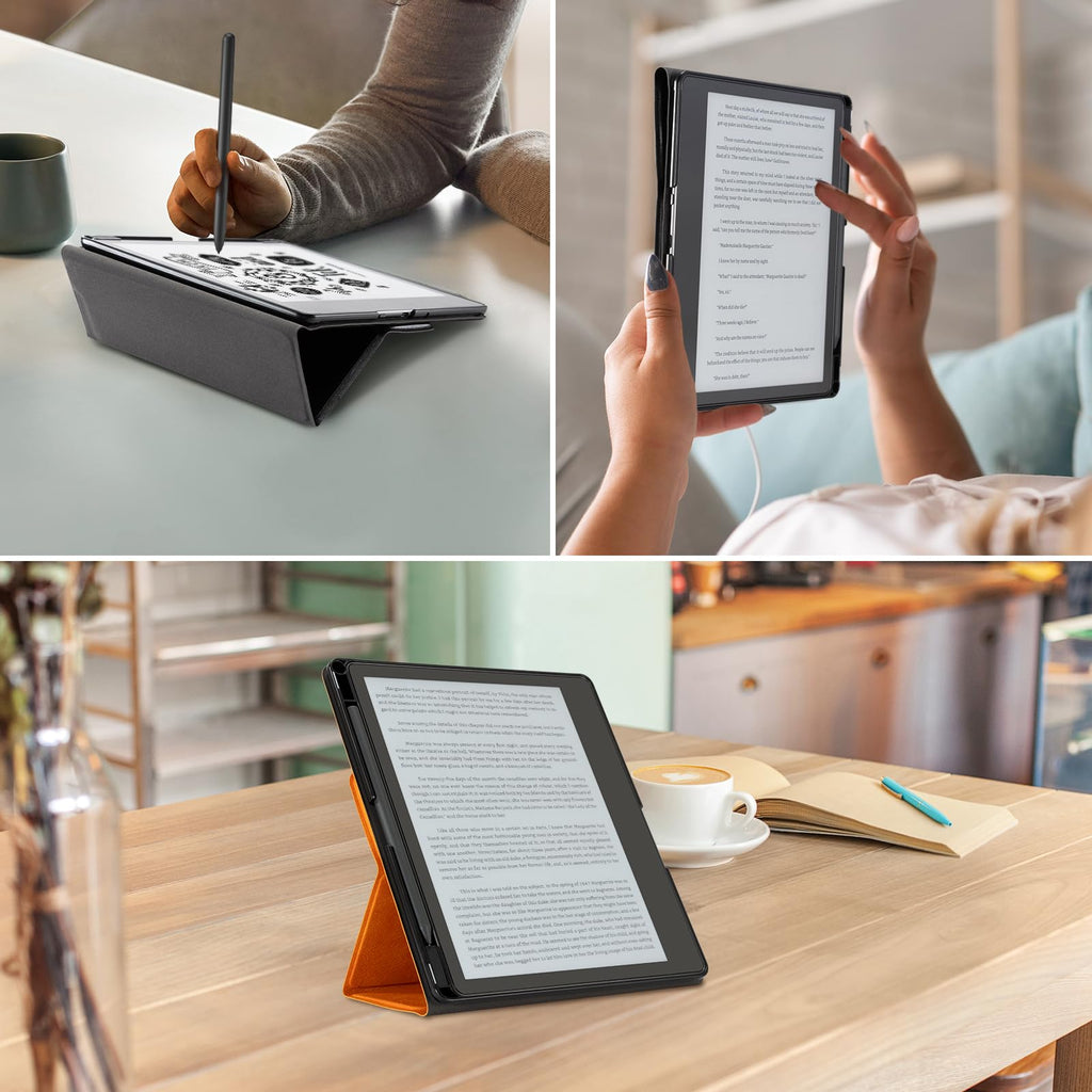 CoBak Stand Case for Kindle Scribe - Premium Folio Leather Cover with Pen Holder, Auto Sleep/Wake - Compatible with 10.2 Inch Kindle Scribe (2022/2024 Release)