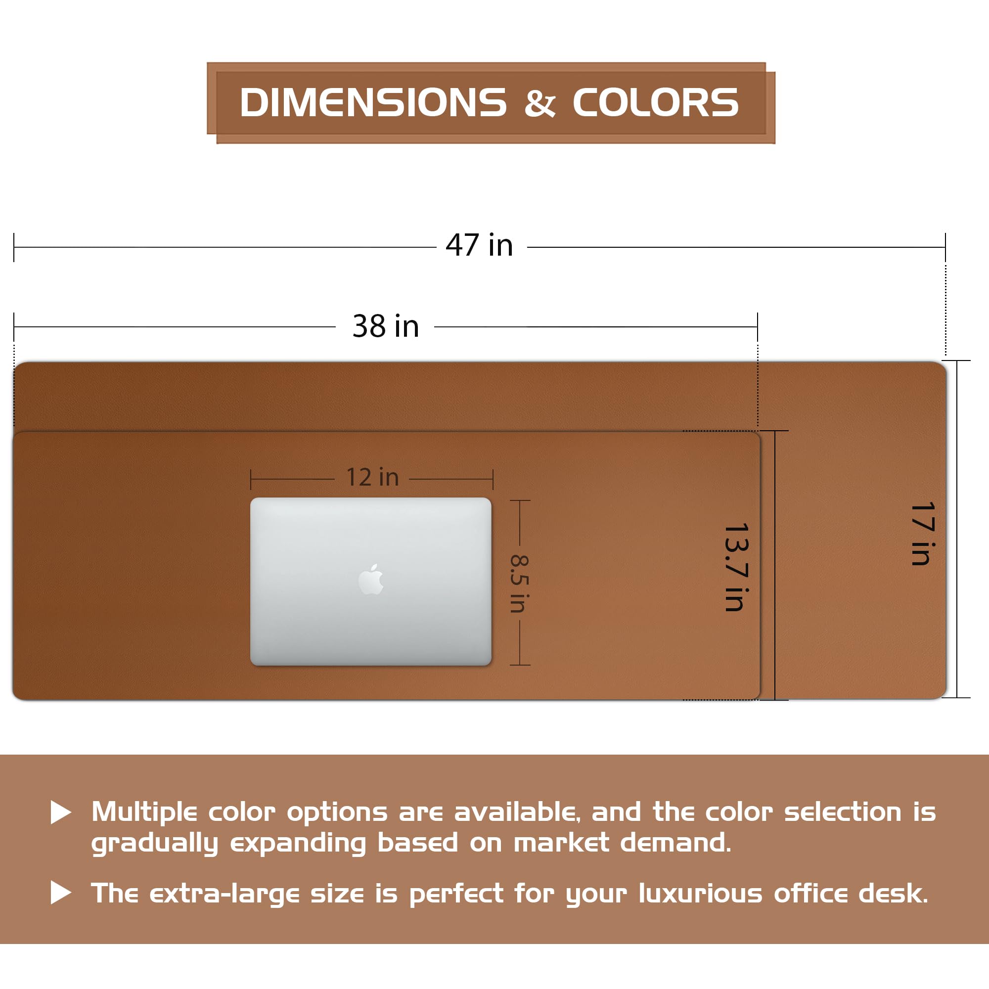 Aothia Leather Desk Pad Protector - Large Mouse Pad, Office Mat, Non-Slip PU Leather Blotter, Laptop Desk Pad, Waterproof Writing Pad for Office and Home (Beige, 38" x 13.7")