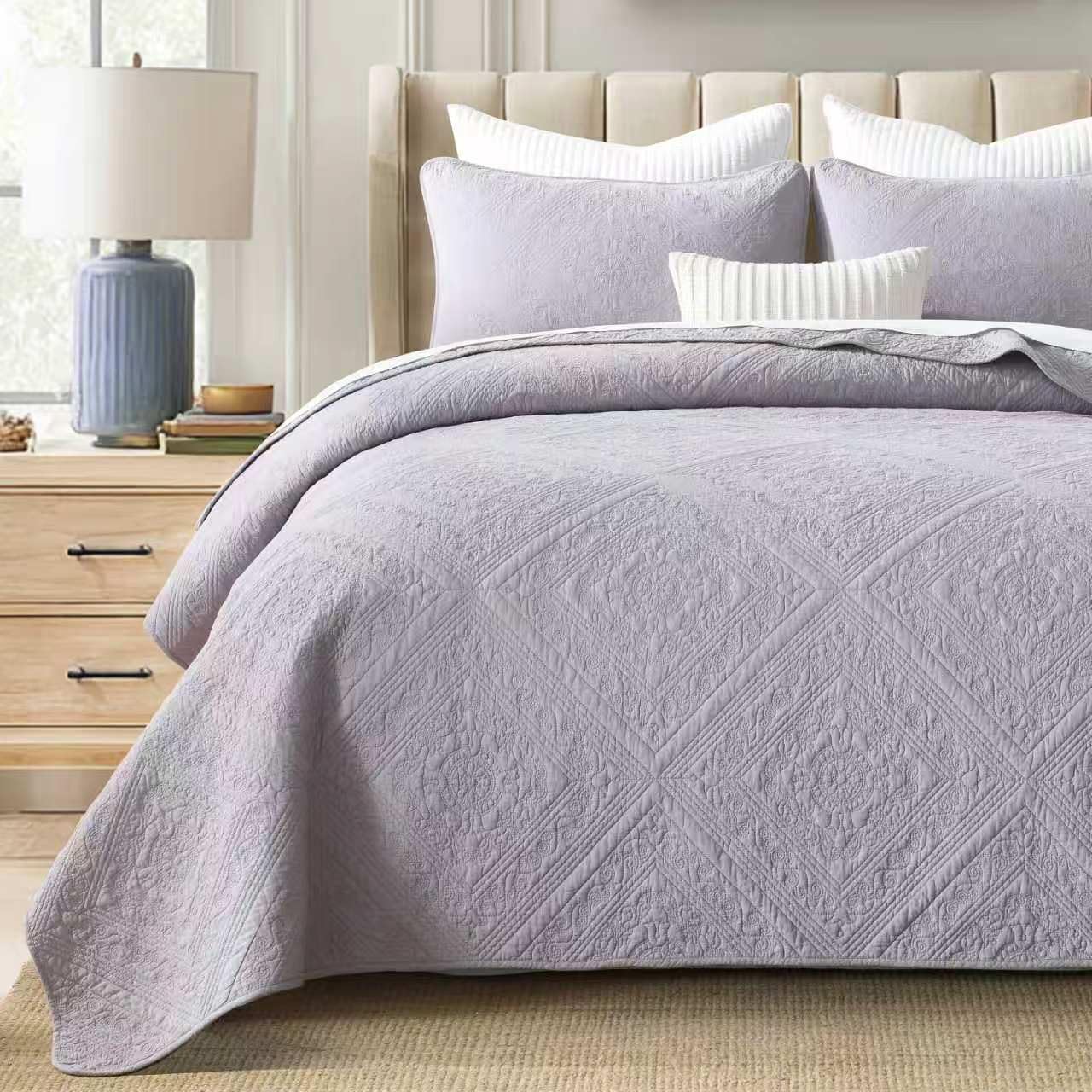 Yellow Quilts Queen Size, Paisley Comforter Set Queen Cotton Bed, Yellow Grey White Comforter, Striped Bedding Queen Size, Lightweight Luxury Bedspread,3 Piece