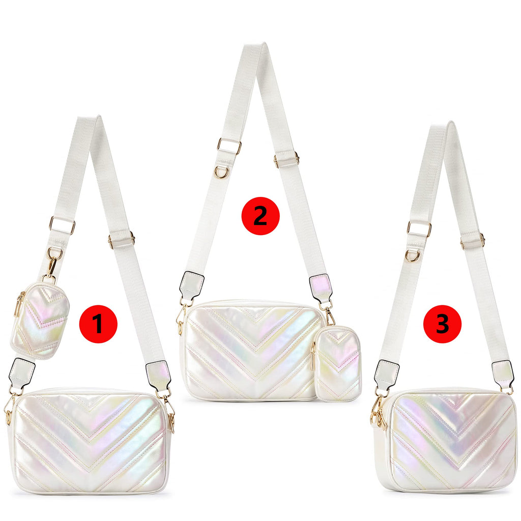Herald Chevron Quilted Small Crossbody Bag with Coin Purse Pouch, Women Square Camera Side Shoulder 2 Size Handbags | Chevron