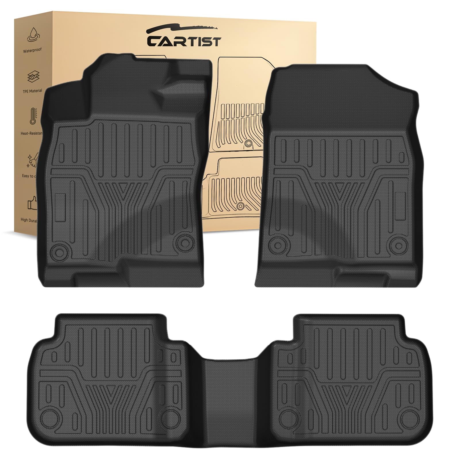 Cartist Floor Mats Compatible with Kia EV6 2022 2023 2024 2025 2026 Accessories All Weather Floor Liner Front & Rear 2 Rows Car Carpet Protection TPE Odorless
