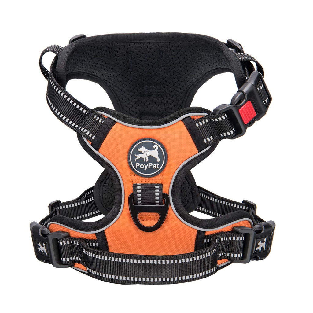 PoyPet No Pull Dog Harness, No Choke Front Lead Dog Reflective Harness, Adjustable Soft Padded Pet Vest with Easy Control Handle for Small to Large Dogs(Black,XS)