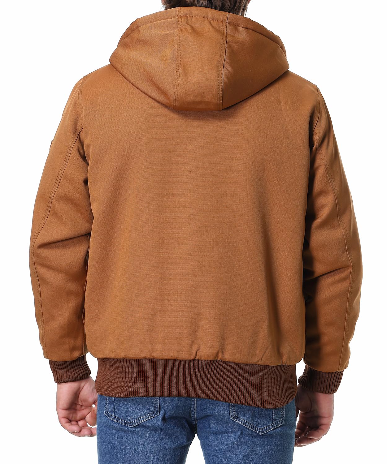 TUAOVA Men's Fit Relaxed Work Coat Fleece Lined Waterproof Workwear Winter Hooded Jacket with Multiple Pockets