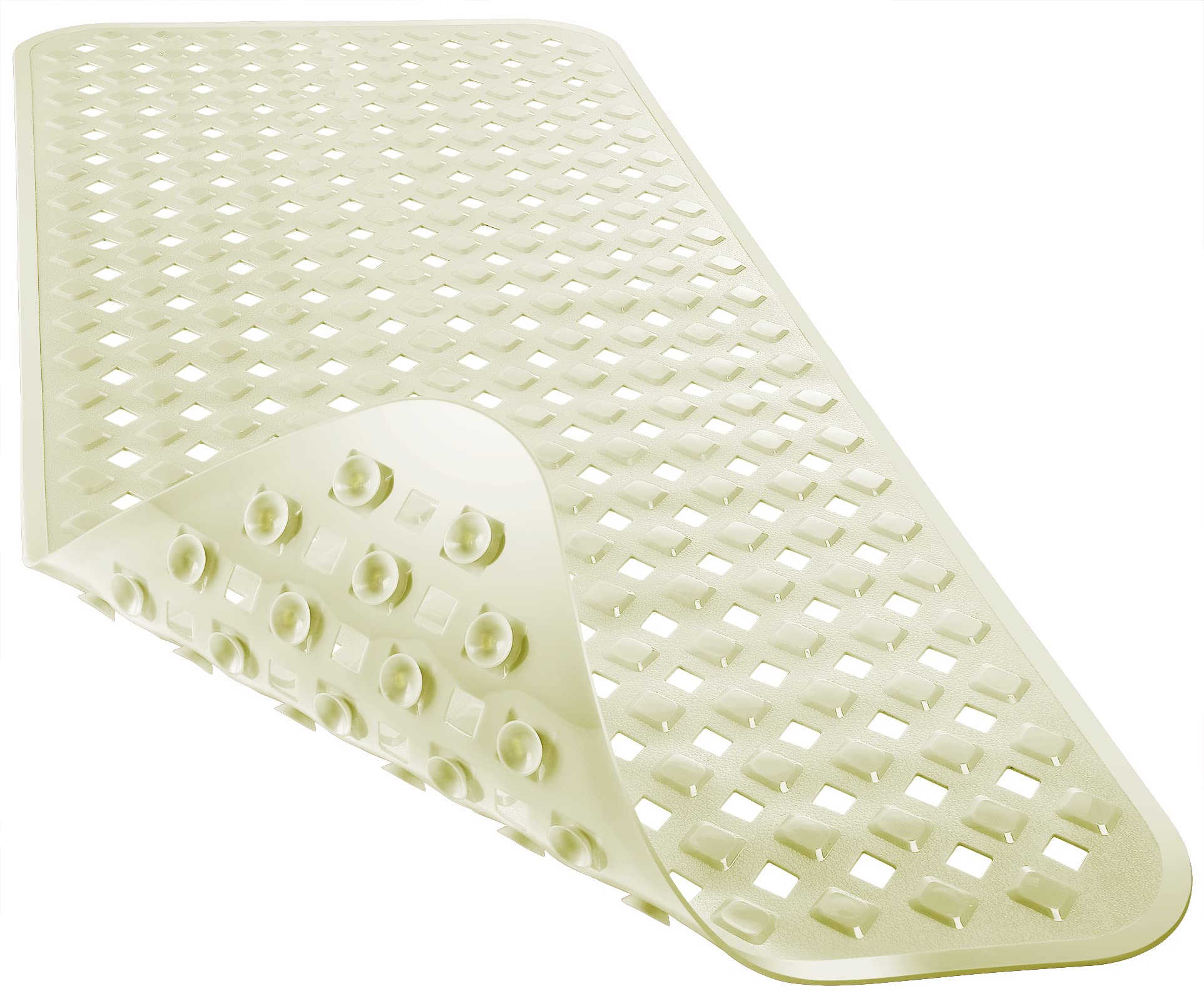 Yimobra Square Shower Mat Non Slip, Super Strong Suction Cups, 21"X21" Bath Tub Mat with Drain Holes, Machine Washable Fast Draining Bath Mats, Bathroom Essentials,Black