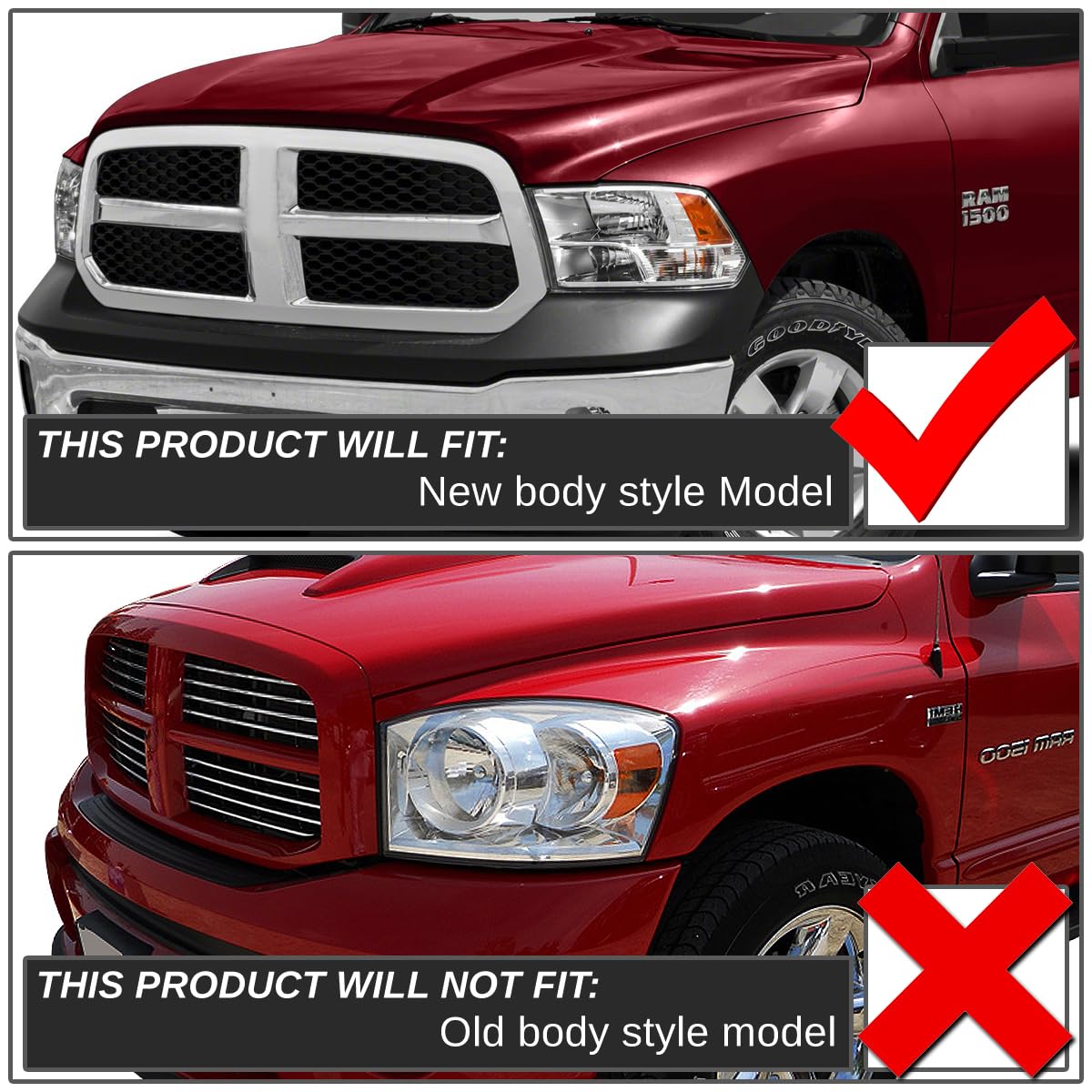 DNA Motoring HL-OH-DR09QUA-BK-CL1 Black Housing Headlights Replacement Compatible with 10-18 Ram 1500-5500, Fit Dual or Quad Headlight Models