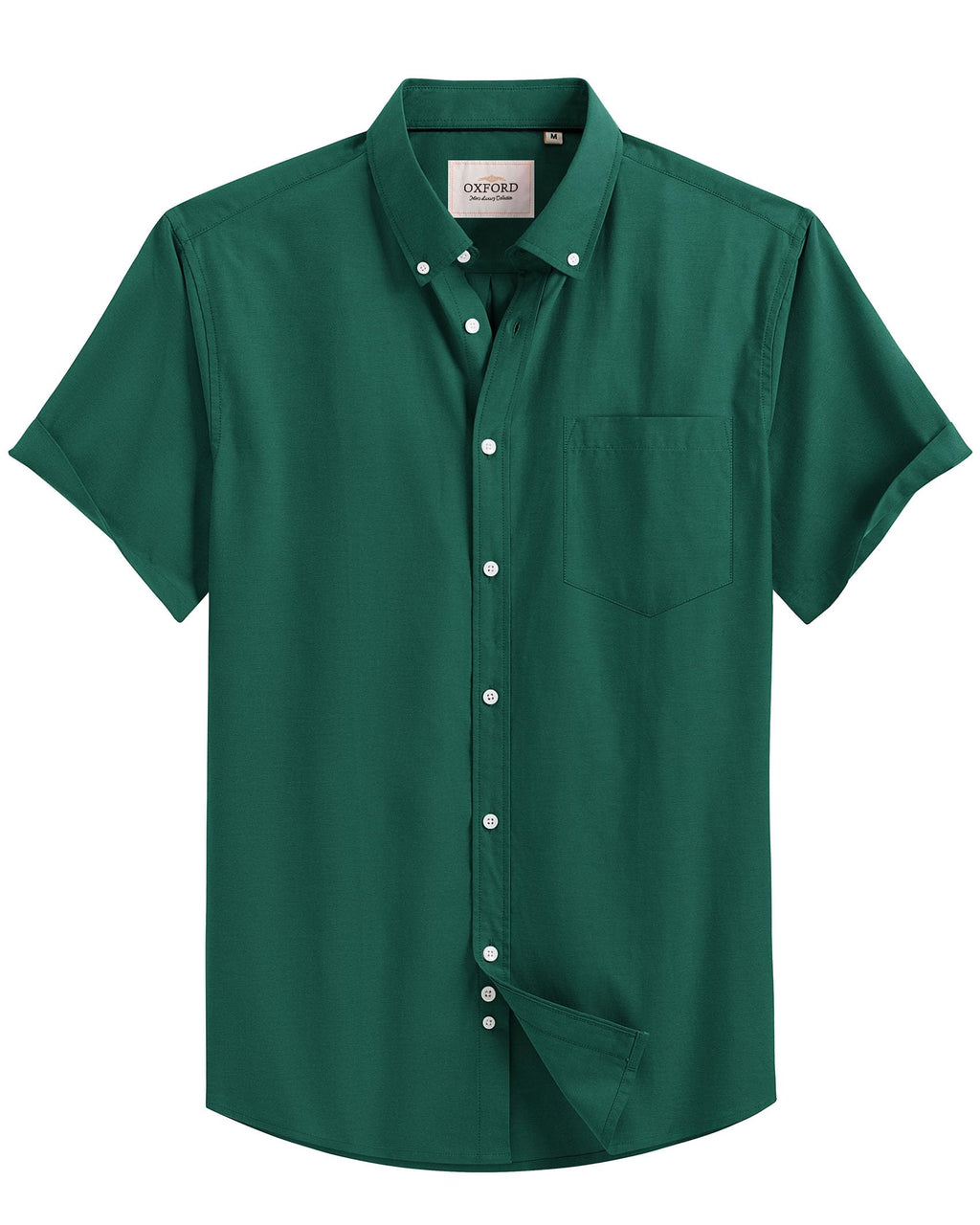 Alimens & Gentle Men's Short Sleeve Oxford Shirt Regular Fit Button Down Collar Shirts with Pocket