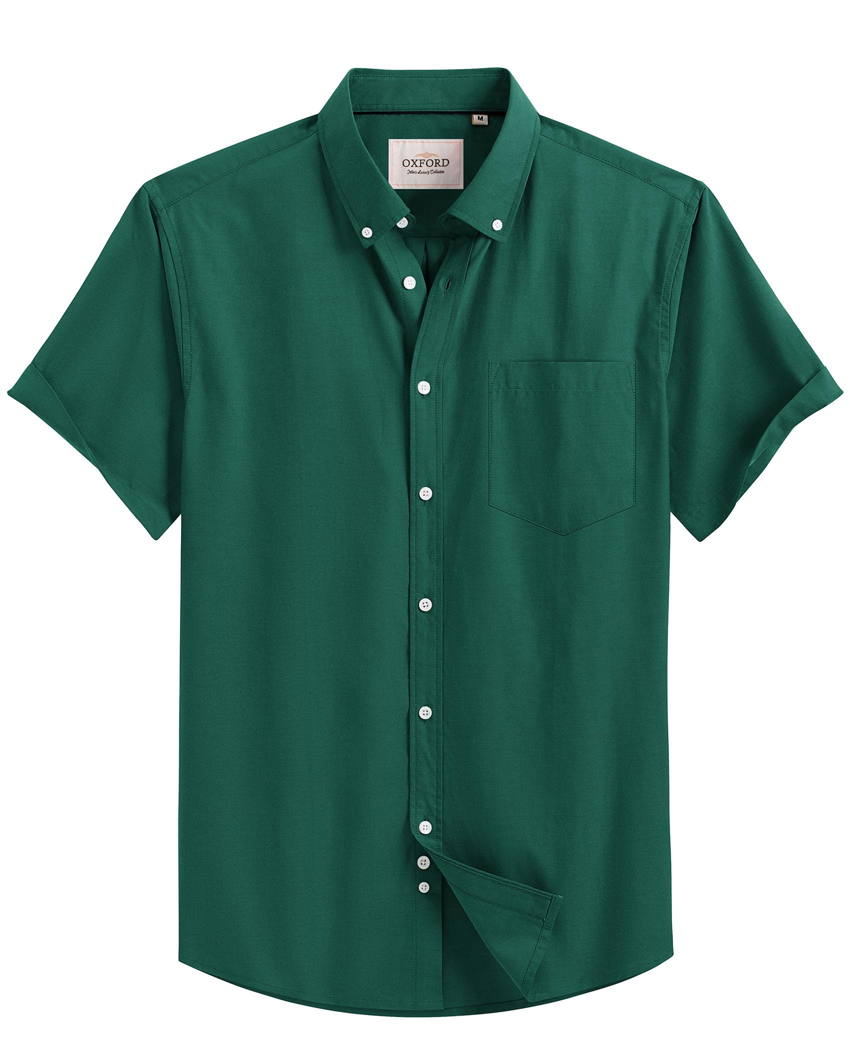 Alimens & Gentle Men's Short Sleeve Oxford Shirt Regular Fit Button Down Collar Shirts with Pocket
