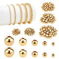 PH PandaHall 14K Gold Plated Spacer Beads, 300pcs Round Brass Beads 5 Size Metal Smooth Beads Seamless Ball Beads Long-lasting Little Beads for Summer Bracelet Necklace Jewelry DIY Crafts(2/3/4/5/6mm)