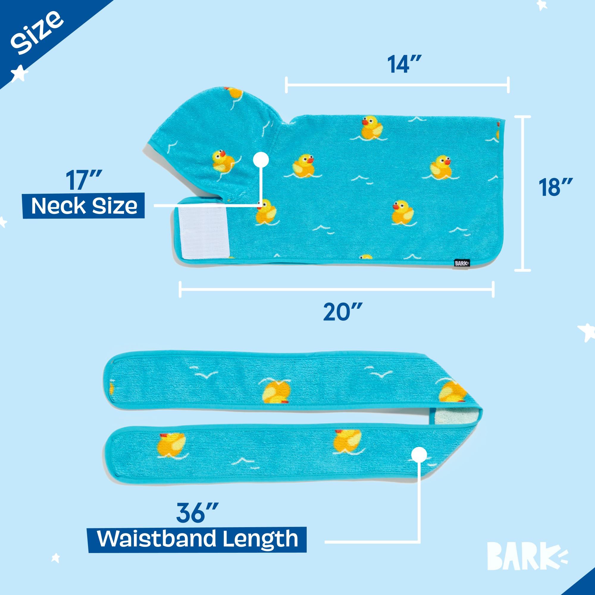 Barkbox Dog Bathrobe Fast Drying with Hook and Loop Closure & Wrap Tie Snuggle, Cute Dogs Clothes, Easy to Clean, Machine Washable, Dog Coats and Tumble Dry Low - Bunny, Medium