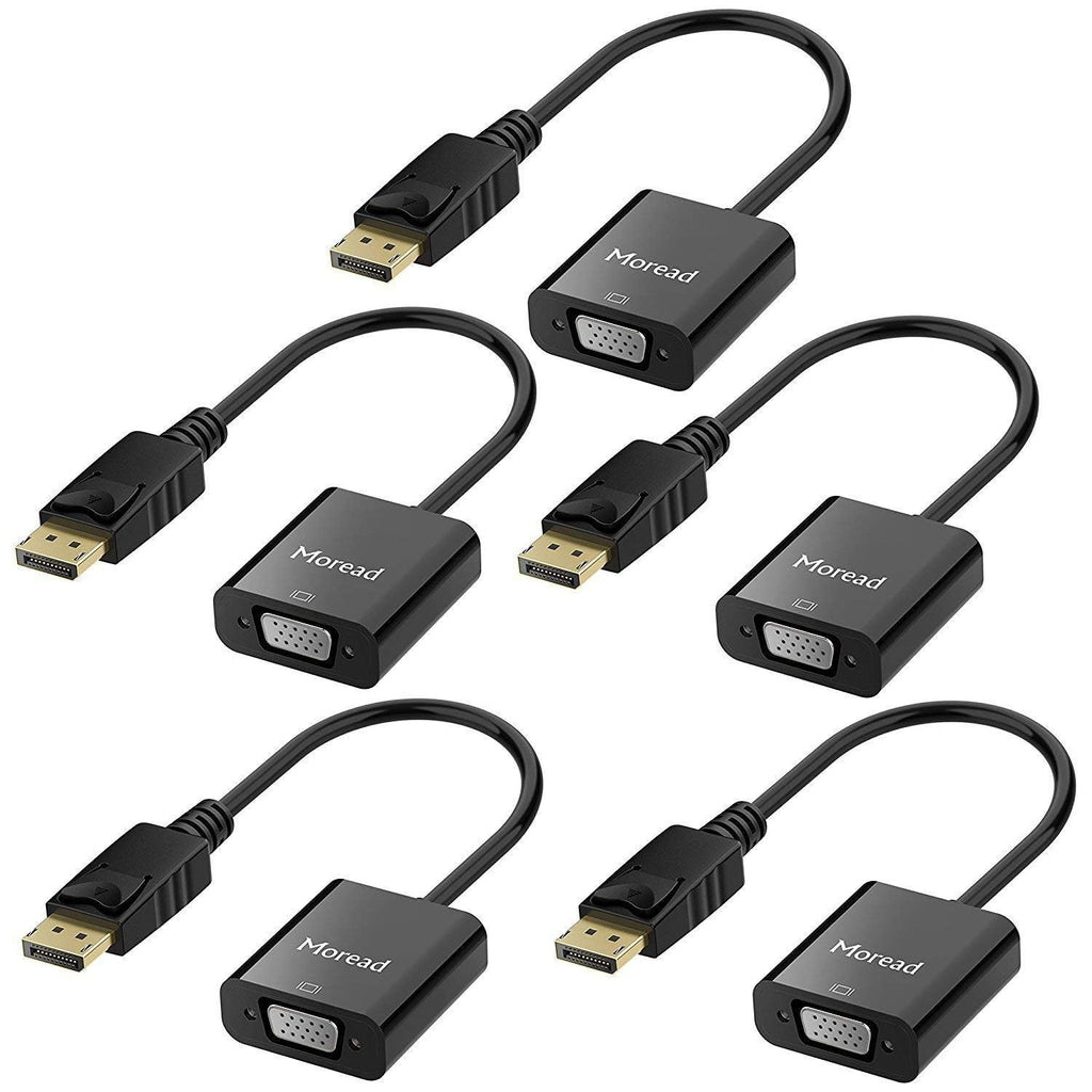 Moread DisplayPort (DP) to VGA Adapter, Gold-Plated Display Port to VGA Adapter (Male to Female) Compatible with Computer, Desktop, Laptop, PC, Monitor, Projector, HDTV - Black