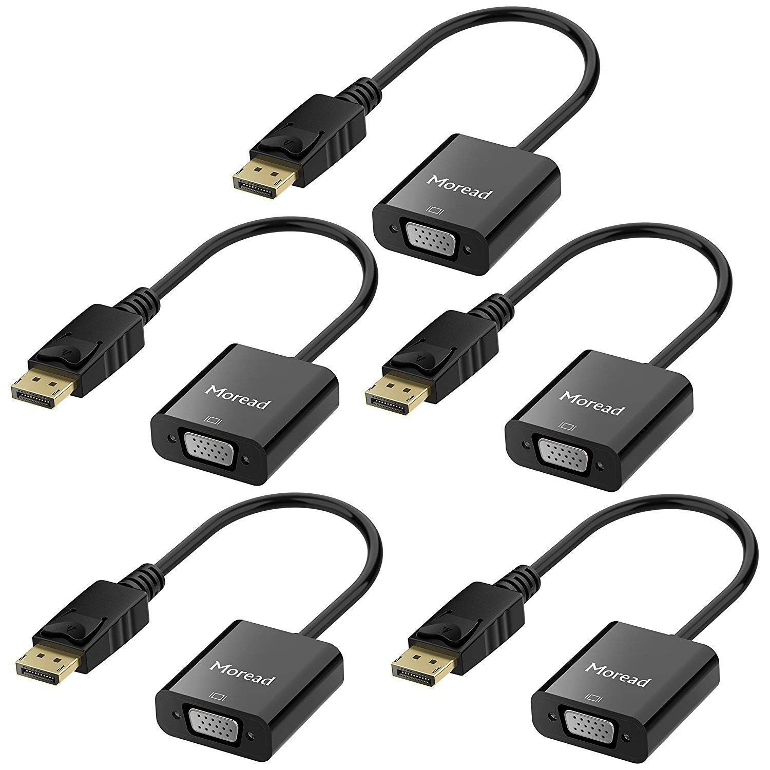 Moread DisplayPort (DP) to VGA Adapter, Gold-Plated Display Port to VGA Adapter (Male to Female) Compatible with Computer, Desktop, Laptop, PC, Monitor, Projector, HDTV - Black