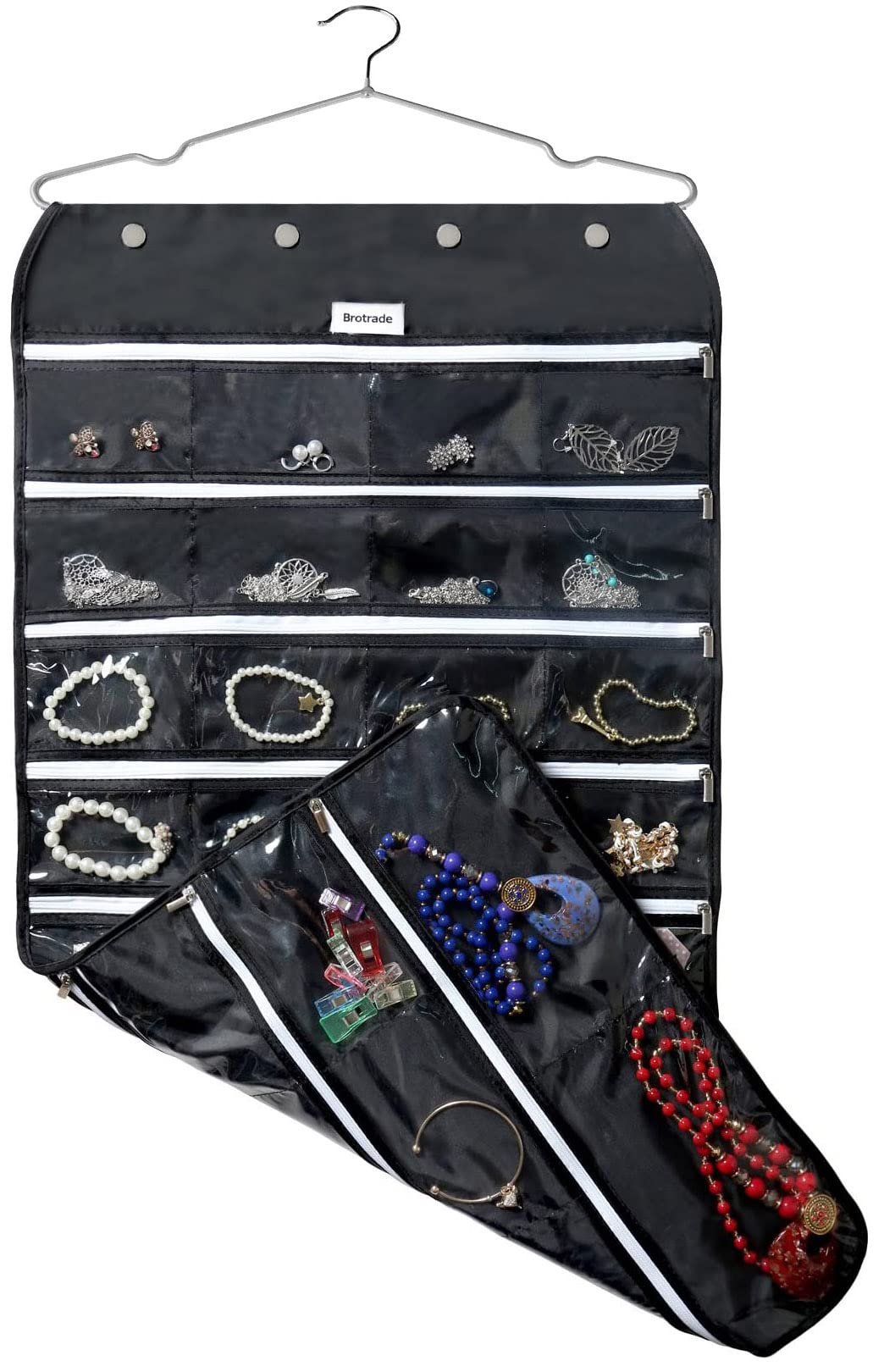 BB Brotrade Hanging Jewelry Organizer,Accessories Organizer,80 Pocket Organizer for Holding Jewelries（Beige）