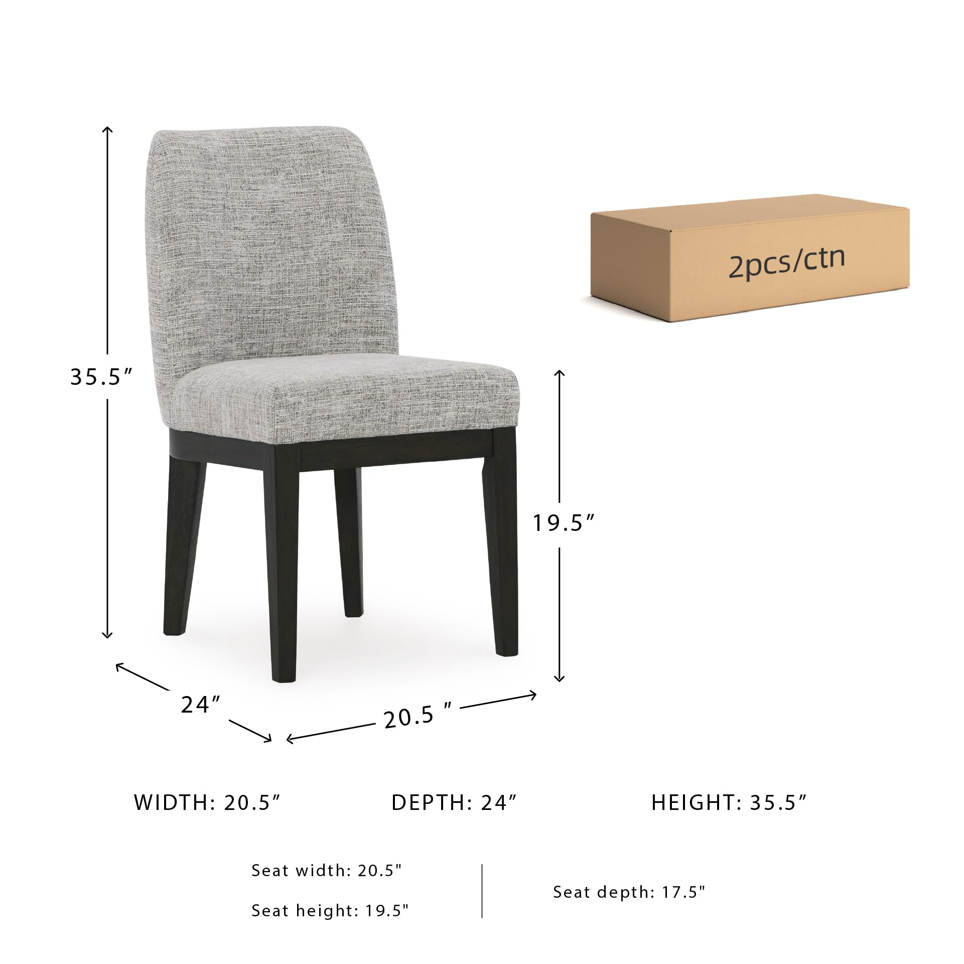 Signature Design by Ashley Chalanna Solid Wood Frame Dining Chair, Set of 2, White
