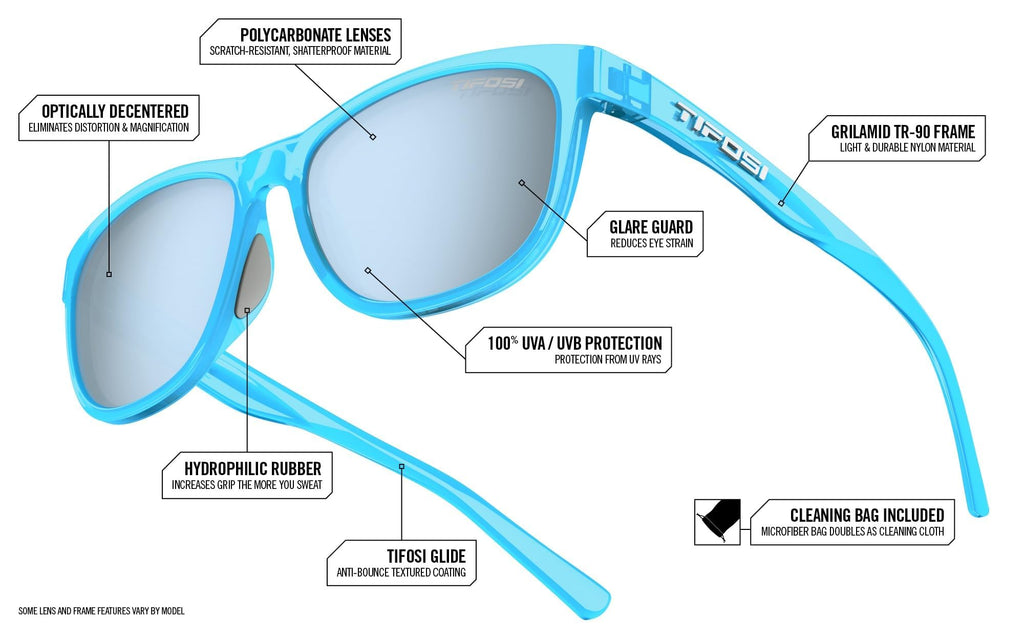 Tifosi Swank Sport Sunglasses - Tangle Free - Ideal For Cycling, Golf, Hiking, Pickleball, Running and Great Lifestyle Look