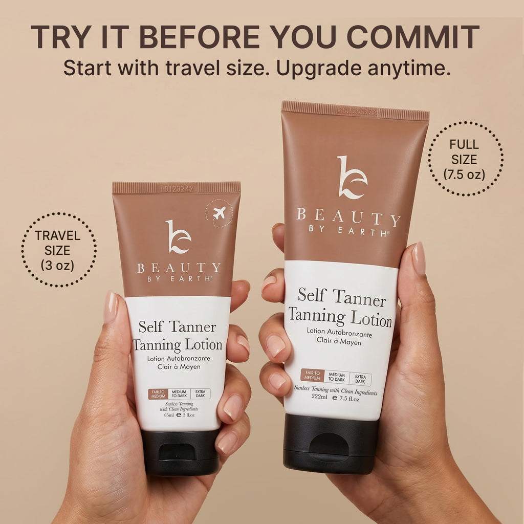 Tanning Lotion Self Tanner - USA Made with Natural & Organic Ingredients, Travel Size Self Tan Lotion, Non Toxic Gradual Tanning Moisturizer, Sunless Tanner for Fake Tan for Women & Men