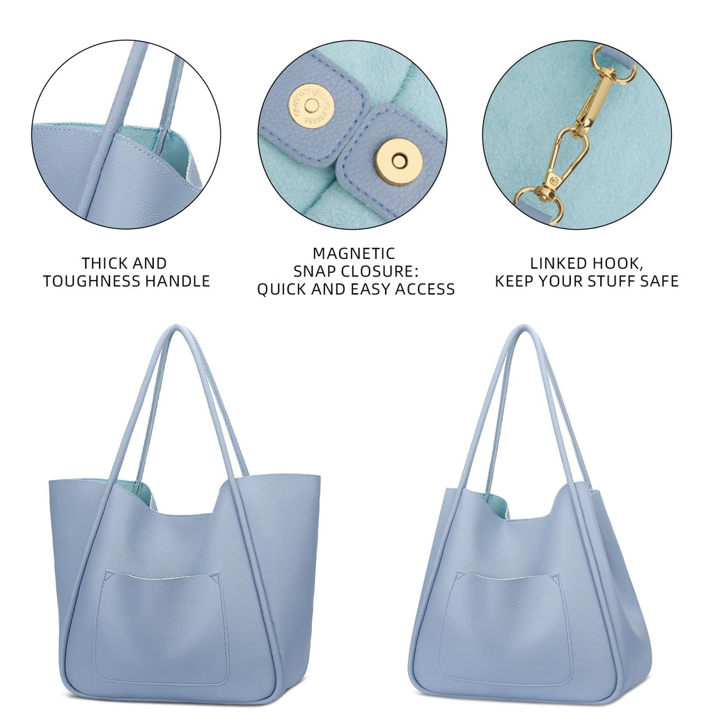 KKXIU Tote Bag for Women Vegan Leather Shoulder Purse Large Capacity Travel Bag