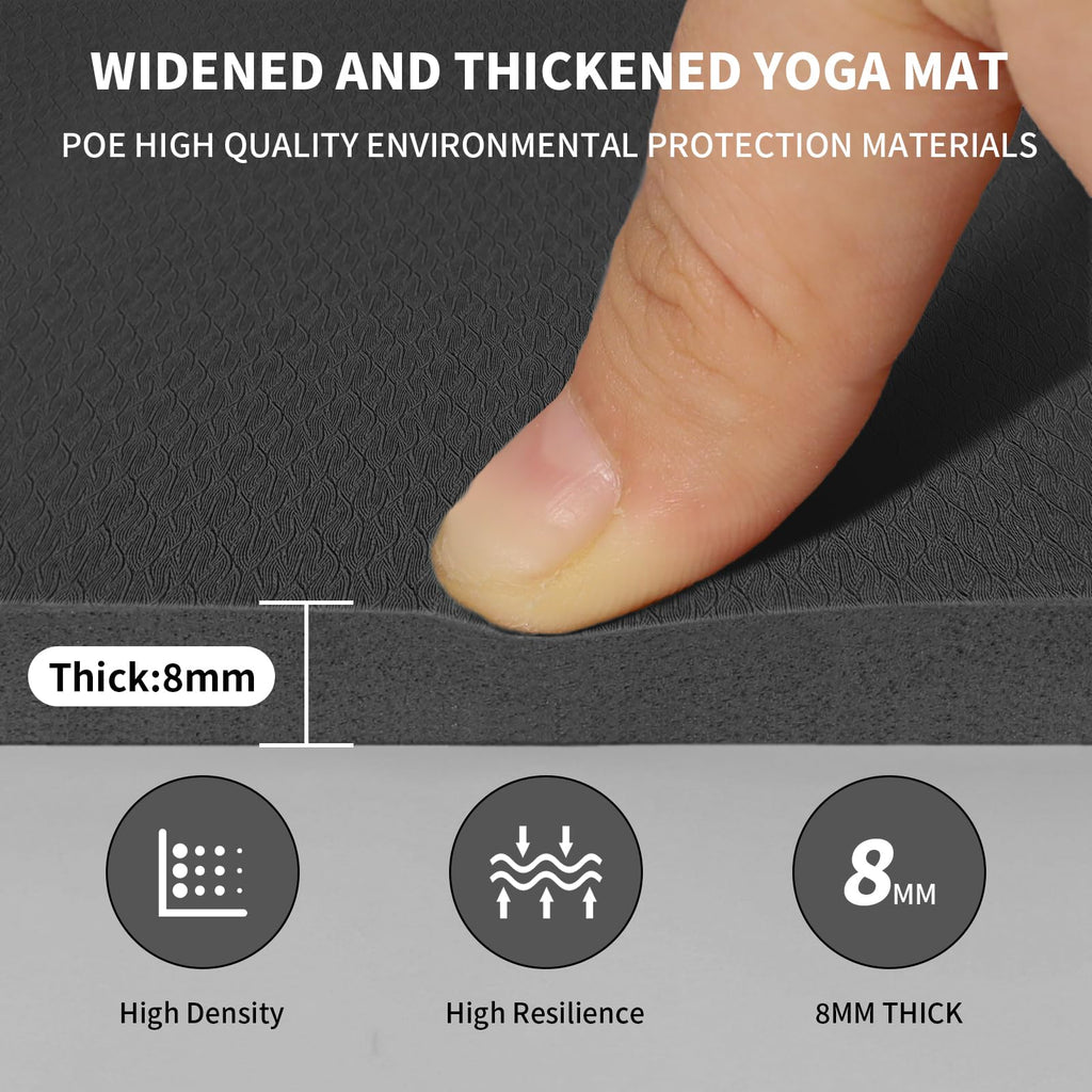 Large Yoga Mat (6'x 4')-POE 0.28''/0.32''/0.4'' Thick Fitness Mat, Eco-Friendly Exercise Mat for Home Workouts, Ideal for Yoga and Pilates