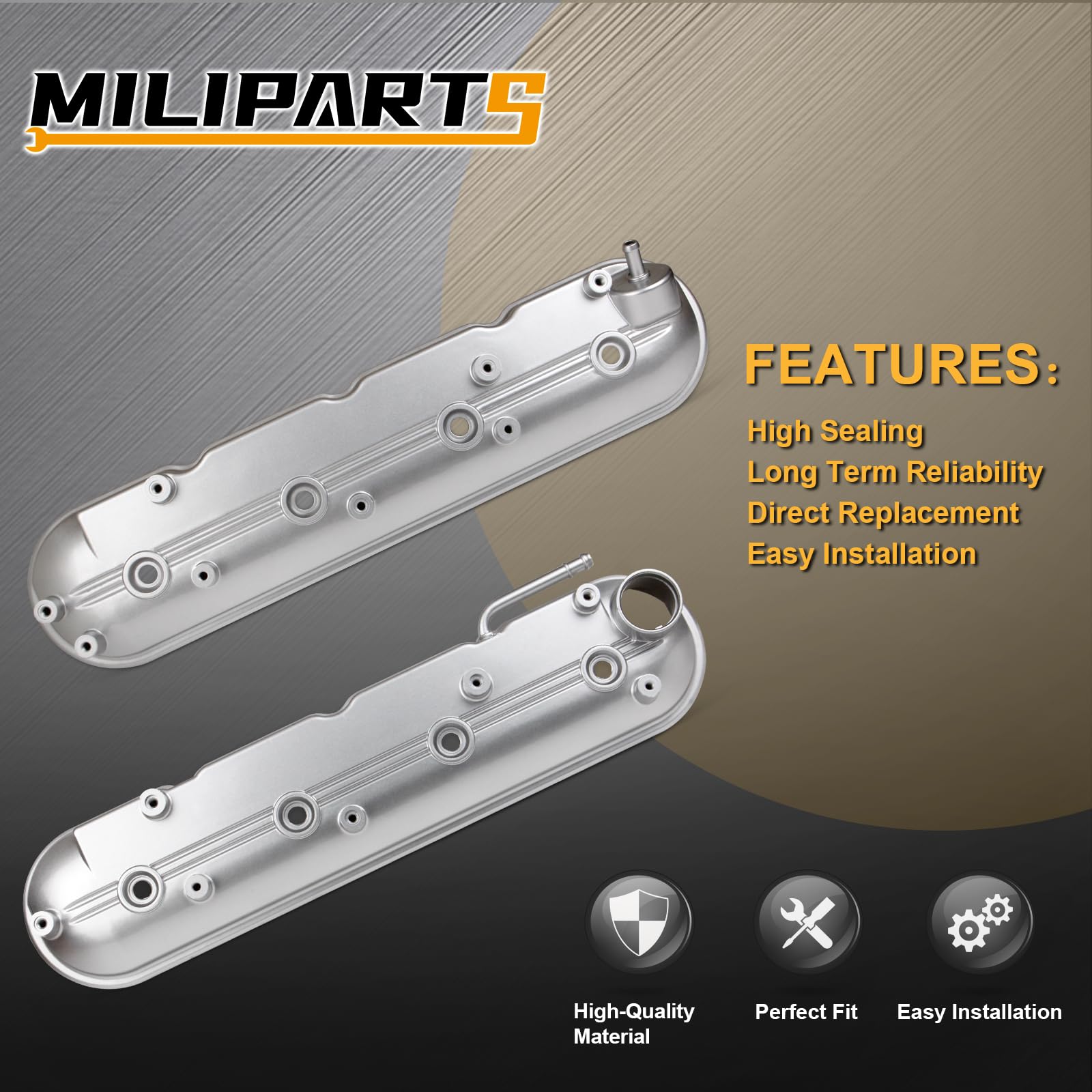 Upgrade Aluminum Engine Valve Covers Compatible with 1999-2008 Cadillac Escalade Chevy Silverado, Suburban Tahoe Trailblazer GMC Sierra Yukon Replaces Parts 12570427 12582224