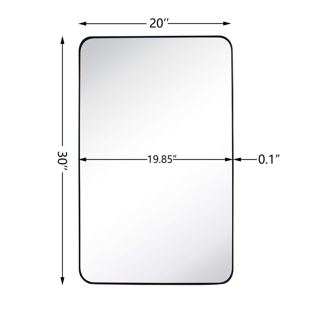 GRACTO 20x30 inch Brushed Nickel Stainless Steel Metal Framed Bathroom Mirror for Wall Mounted Rounded Rectangular Bathroom Vanity Mirror