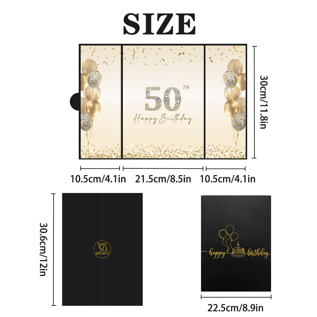DARUNAXY Rose Gold 50th Birthday Party Decorations for Women, Happy 50th Birthday Alternative Signature Guest Book Black Pink 50 Birthday Signing Card Board Party Supplies Cheers to 50 Years Old Gift