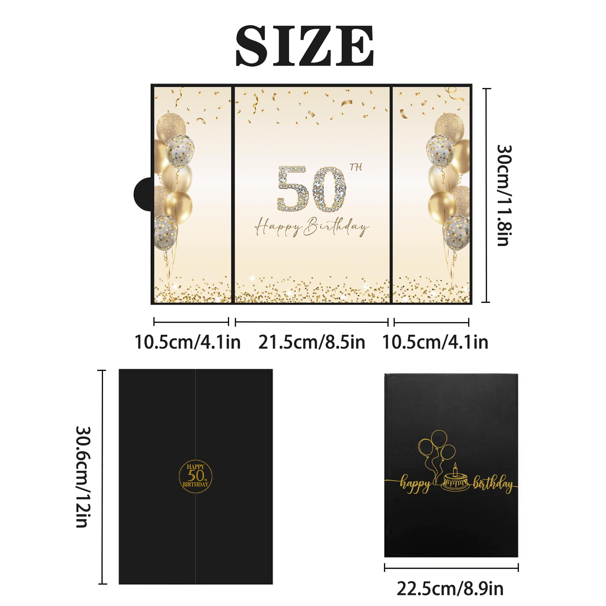 DARUNAXY Rose Gold 50th Birthday Party Decorations for Women, Happy 50th Birthday Alternative Signature Guest Book Black Pink 50 Birthday Signing Card Board Party Supplies Cheers to 50 Years Old Gift