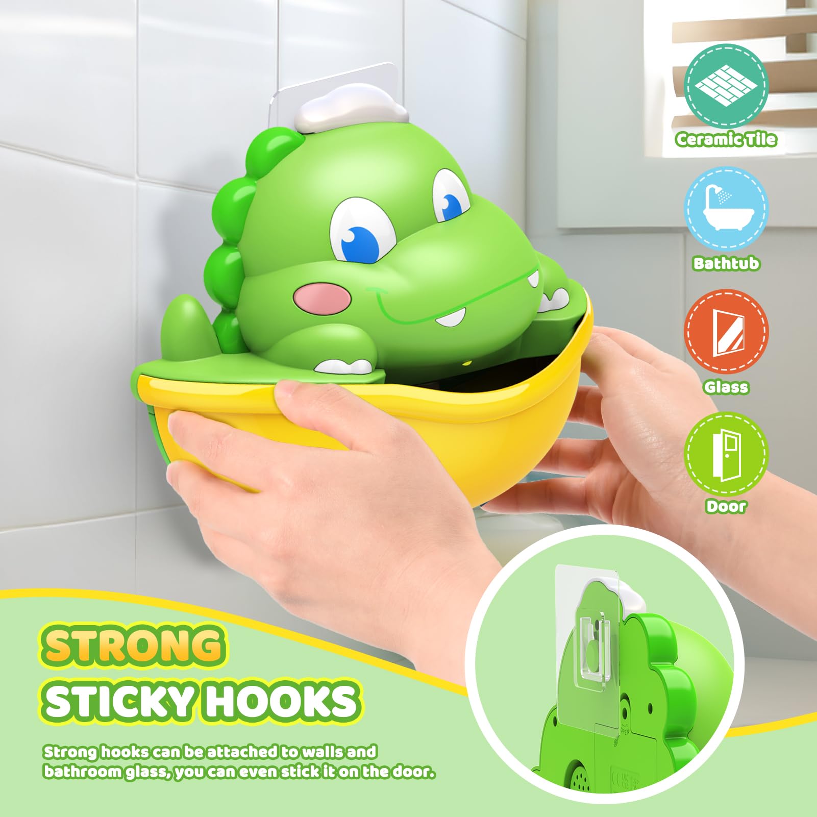 Bath Toys,Light-Up Bath Bubble Machine Automatic Bubble Maker Bathroom Toy for Kids Ages 1-3 4-8 Toddler Bathub Toy Easter Basket Stuffers Dinosaur Toys for Kids 3-5