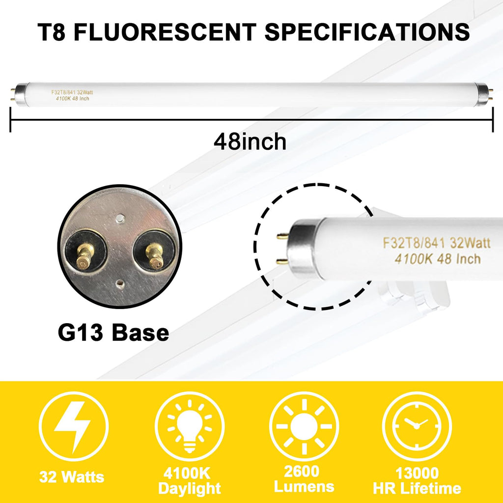 Konideke 18 Inch F15T8/CW T8 15W Fluorescent Light Bulb Cool White, F15T8/SP41 Replacement Bulb for Garage, Office, Kitchen Under-Cabine, G13 Base 6 Count