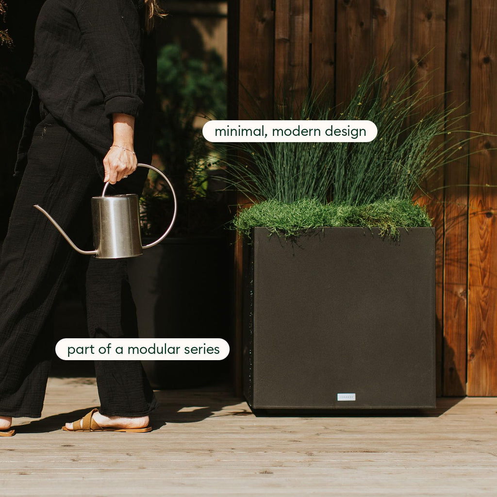 Veradek Block Series Cube Plastic Planter - Large Square Planter for Indoor or Outdoor Patio/Garden | Durable All-Weather Use with Drainage Holes | Modern Décor for Tall Plants, Trees, Flowers