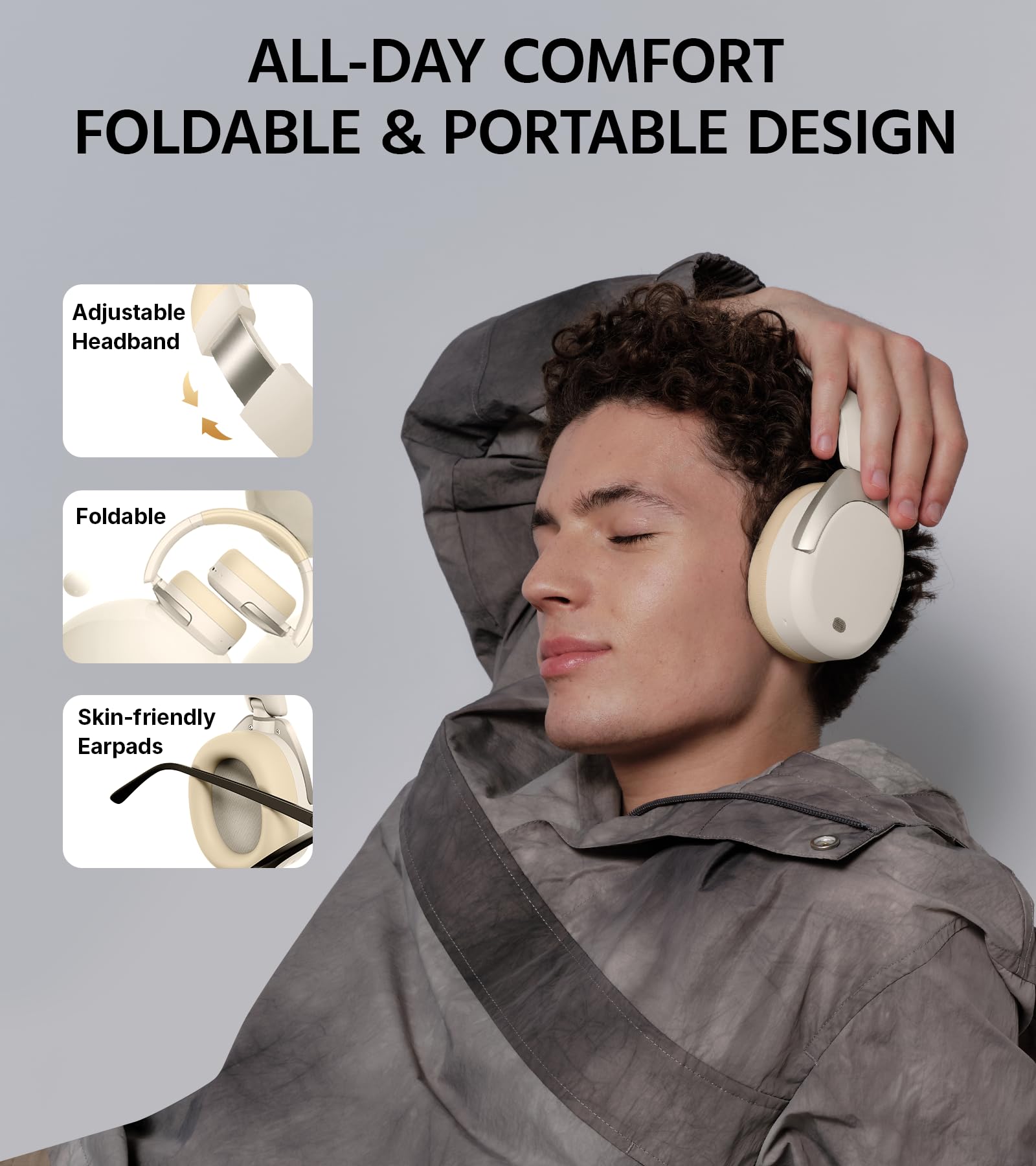 Edifier W830NB Wireless Over Ear Headphones with -45dB Active Noise Cancelling, 94H Playtime, LDAC Hi-Res Sound, Spatial Audio, Fast Charging, Multipoint Connection, Bluetooth V5.4 - Black