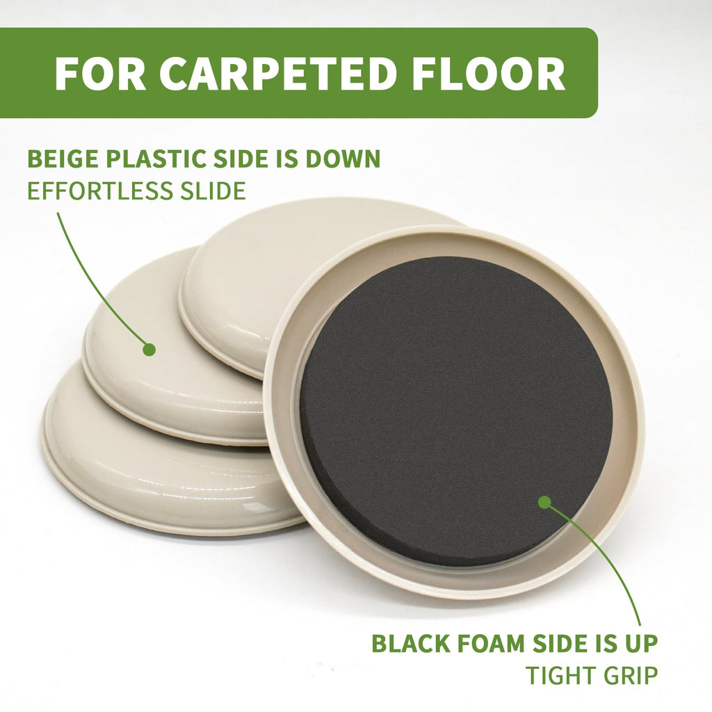 Furniture Sliders for Carpet 4 PCS - 9 1/2 inch Furniture Moving Slider Chair Legs Floors Protectors– Move Your Furniture Easy & Safely (for Carpet)